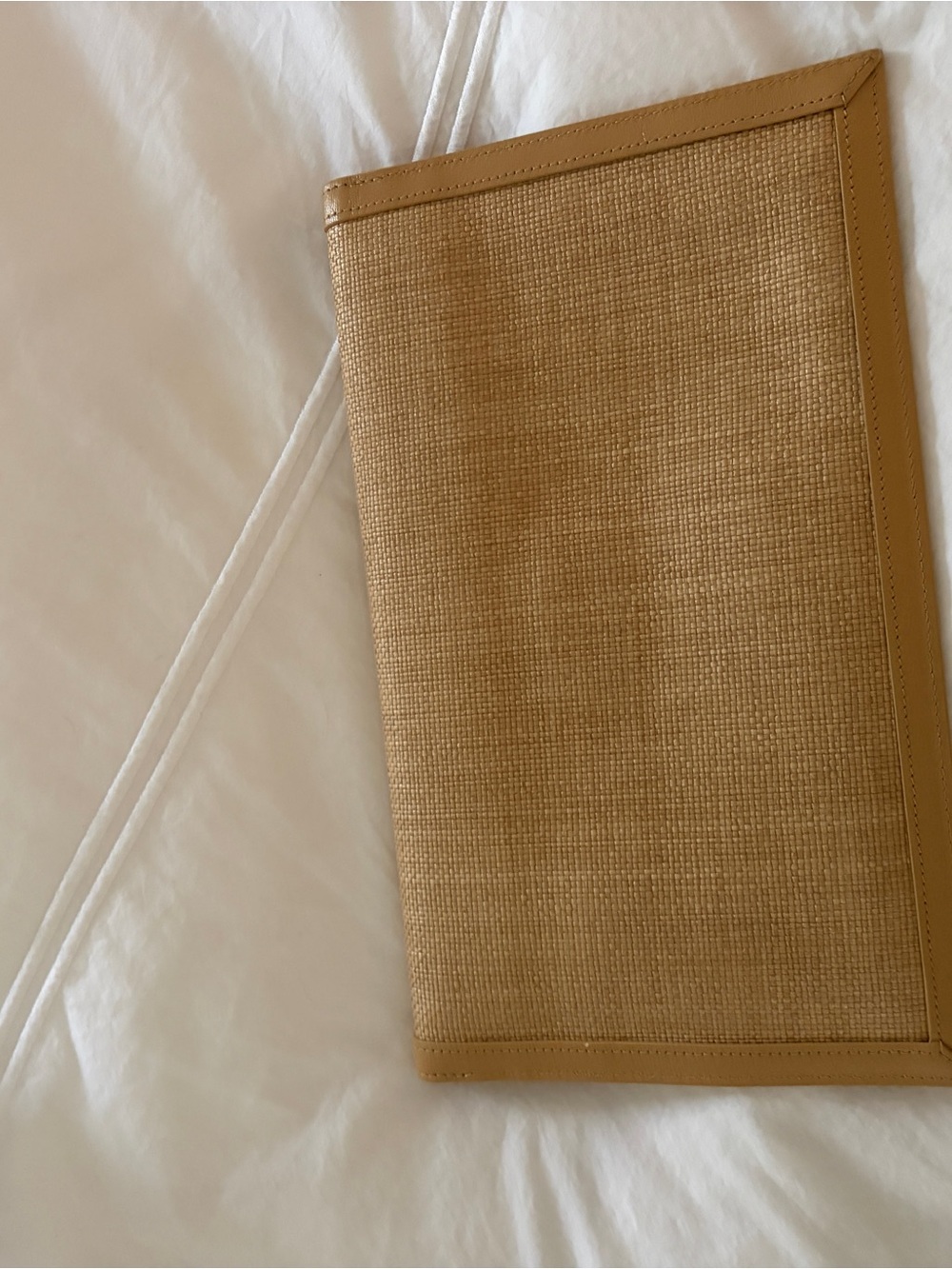 Saint Laurent Raffia Envelope Clutch in Camel Tan with Gold Hardware - Picture 3 of 3